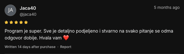 Poruka od zadovoljne klijentice