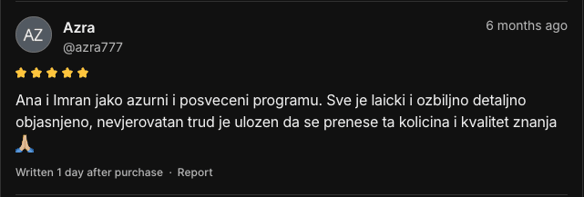 Poruka od zadovoljne klijentice